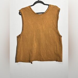 Free People Movement Tobacco Brown Tan Open Back Tank Top XS Oversized